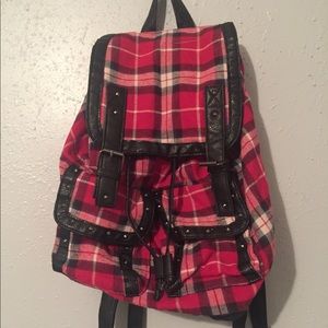 Red and Black Plaid Backpack